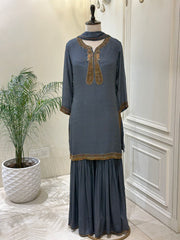 Midnight Grace Chinon Gharara Set
