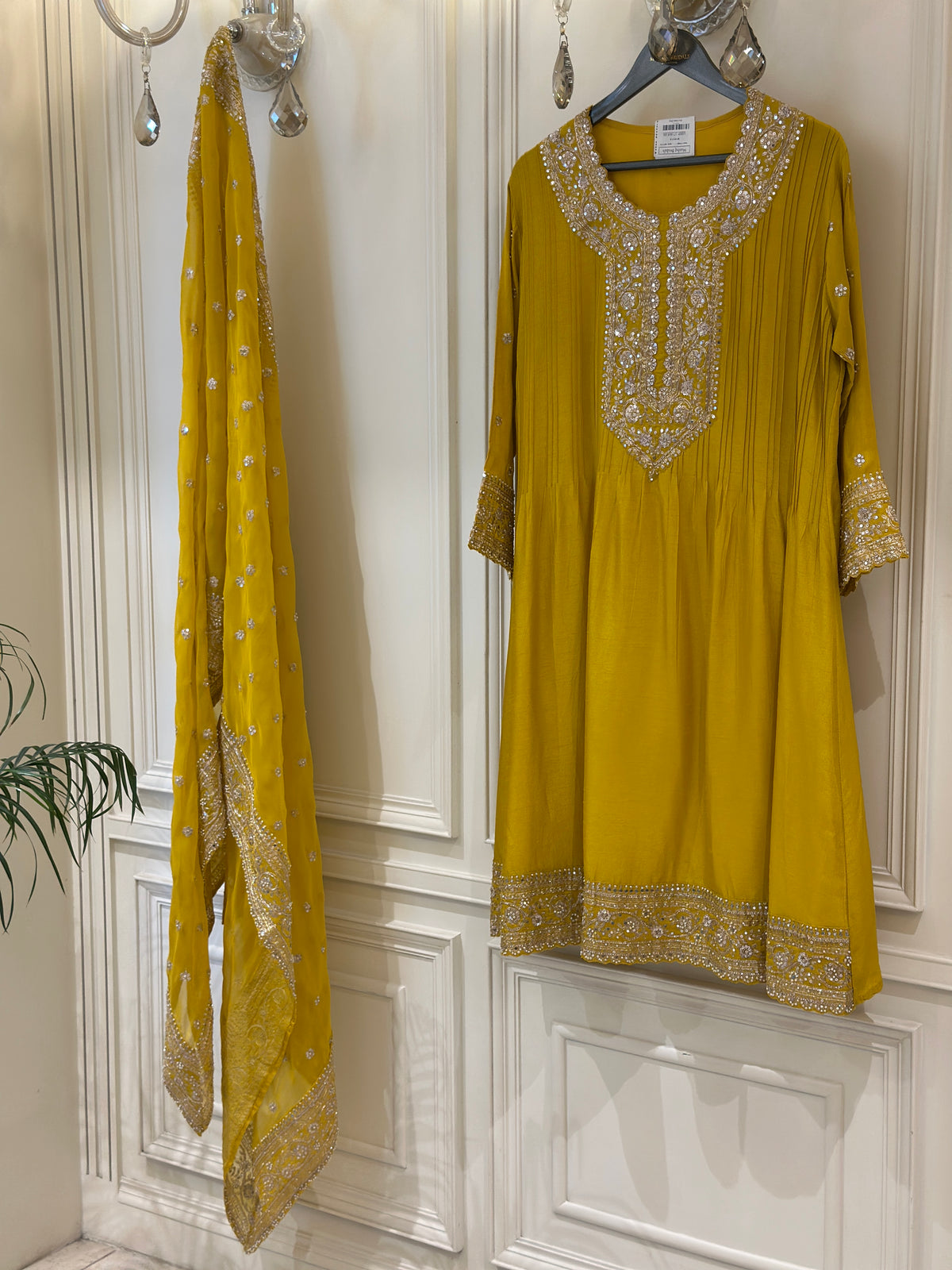Luxury Silk Semi-Formal Suit Set with Hand Embroidery
