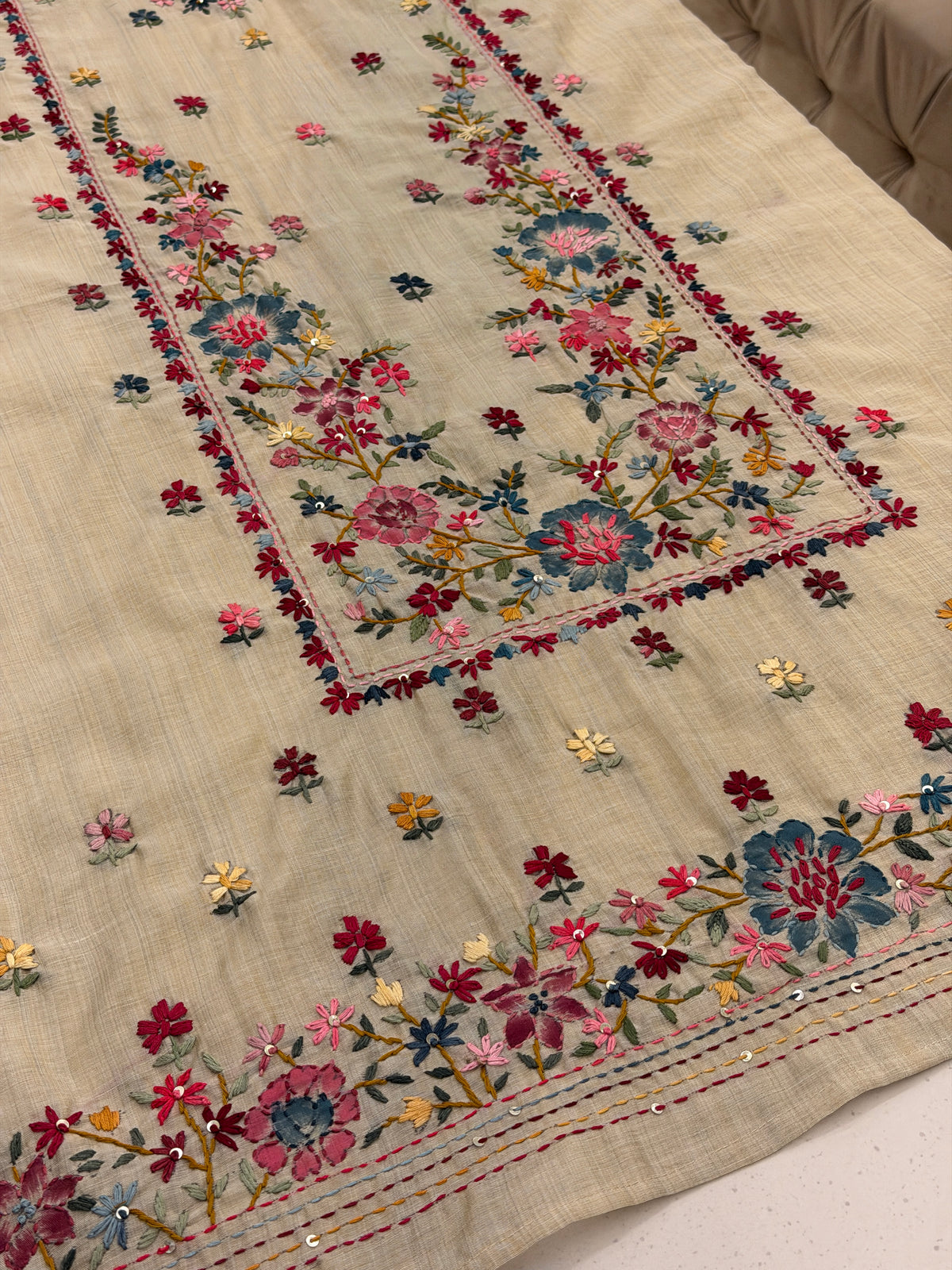 Gulnaar Jamdani – Multicolour Kantha Suit 🌸