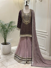 Royal Mirrorwork Silk Gharara Set