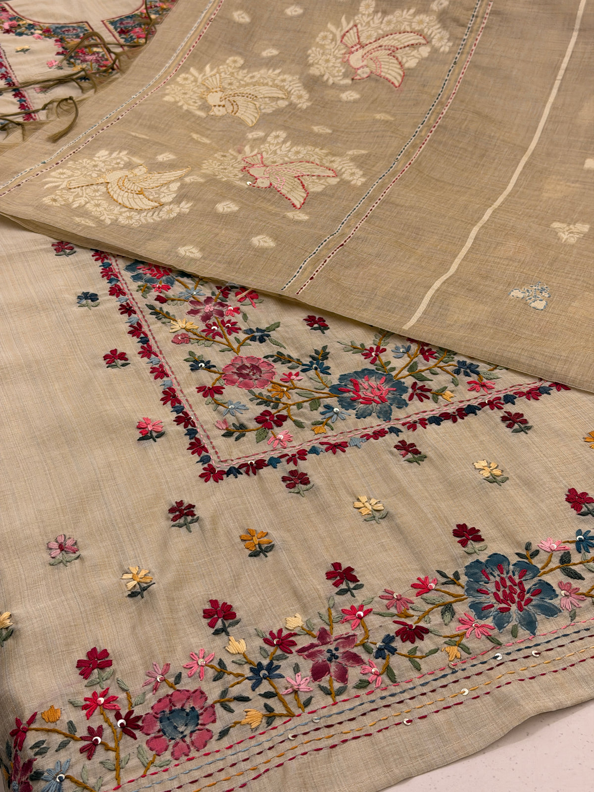 Gulnaar Jamdani – Multicolour Kantha Suit 🌸