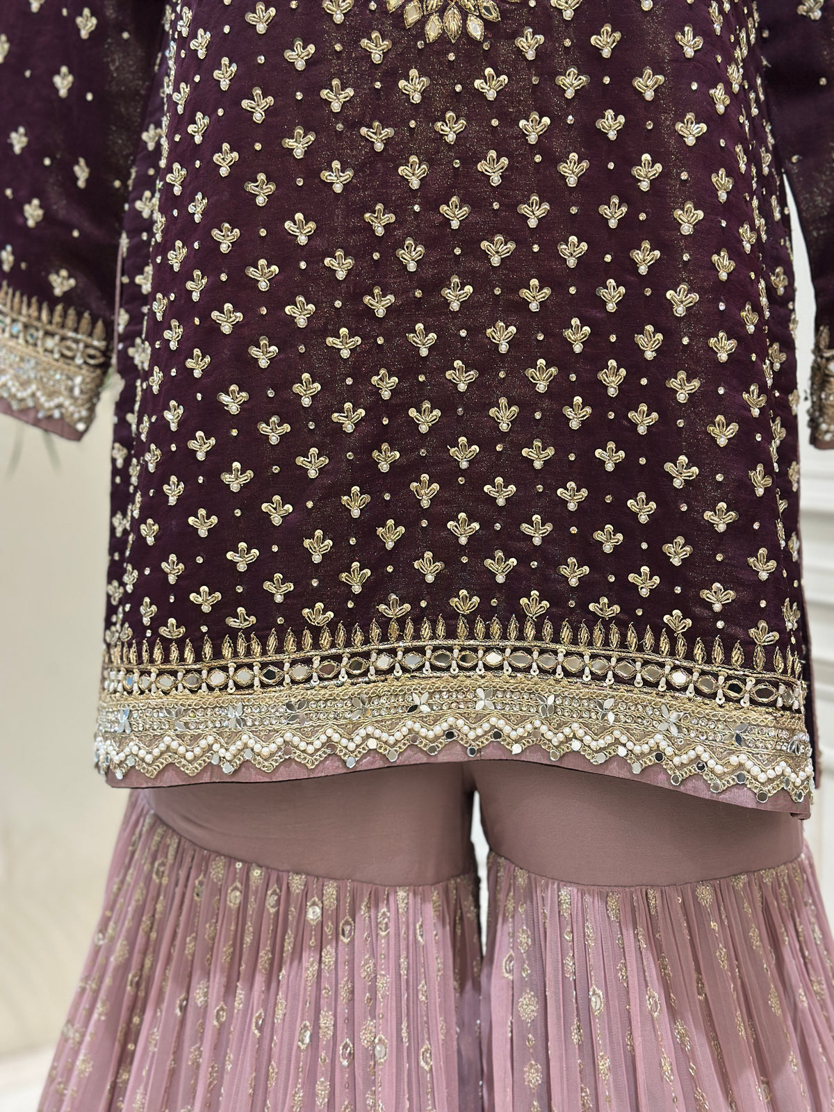 Royal Mirrorwork Silk Gharara Set