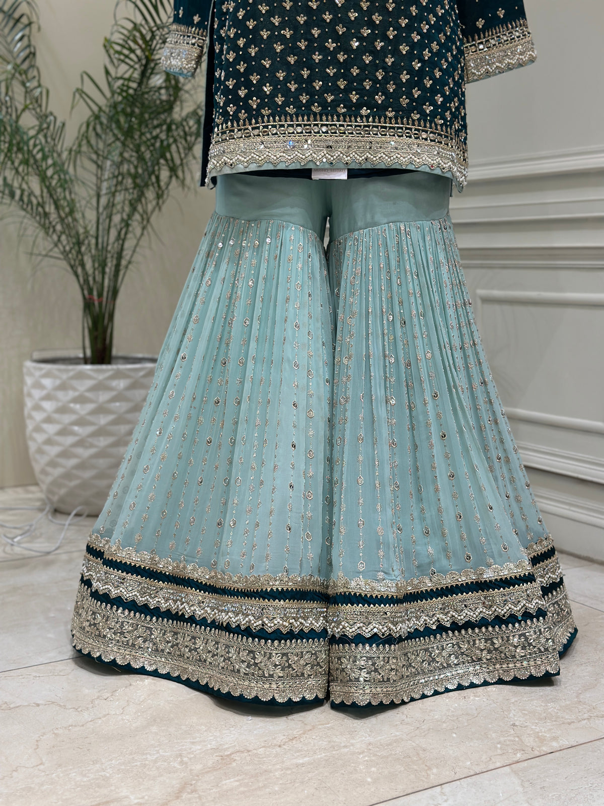 Royal Mirrorwork Silk Gharara Set