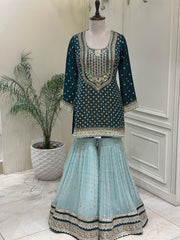 Royal Mirrorwork Silk Gharara Set