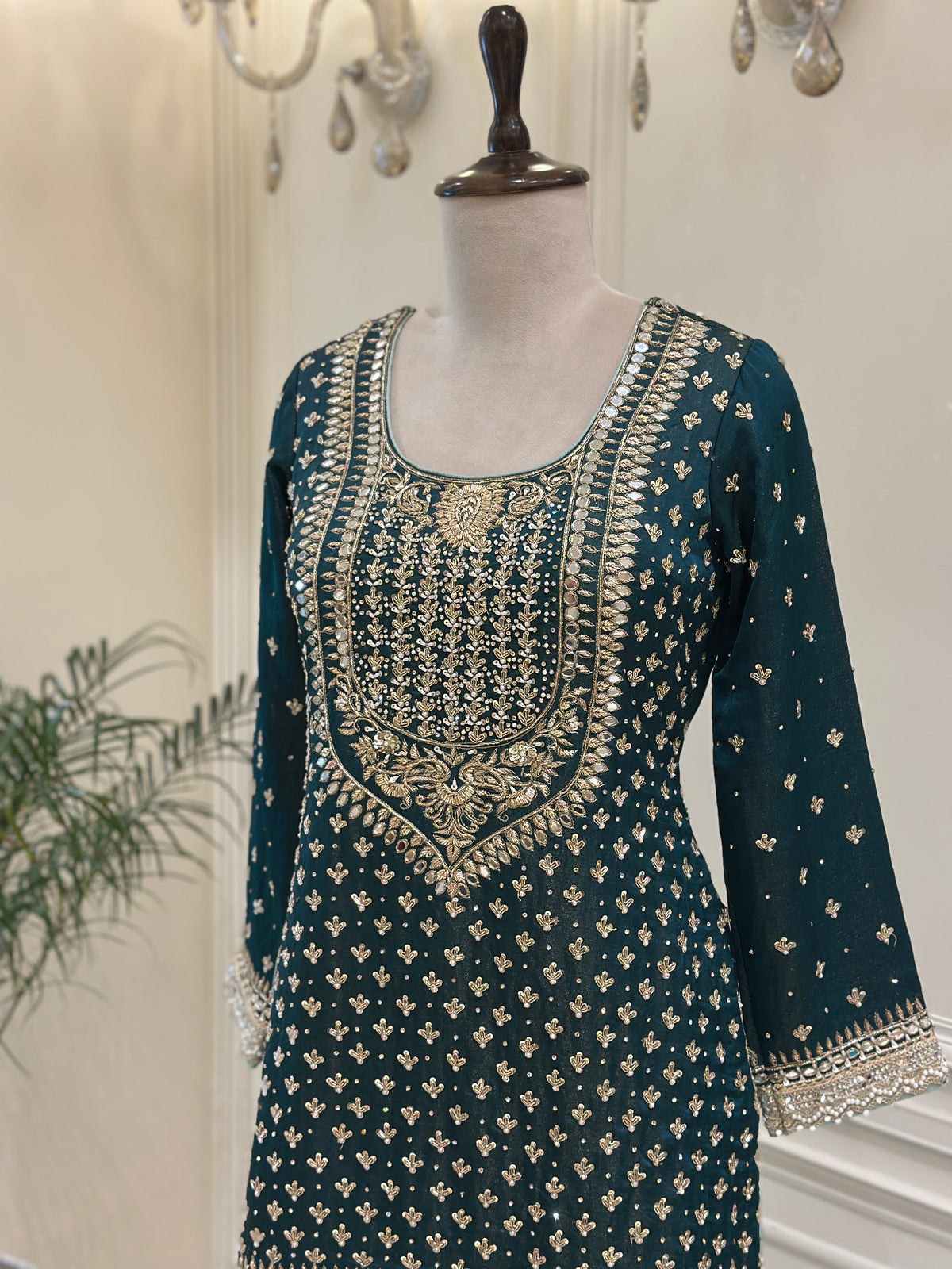 Royal Mirrorwork Silk Gharara Set