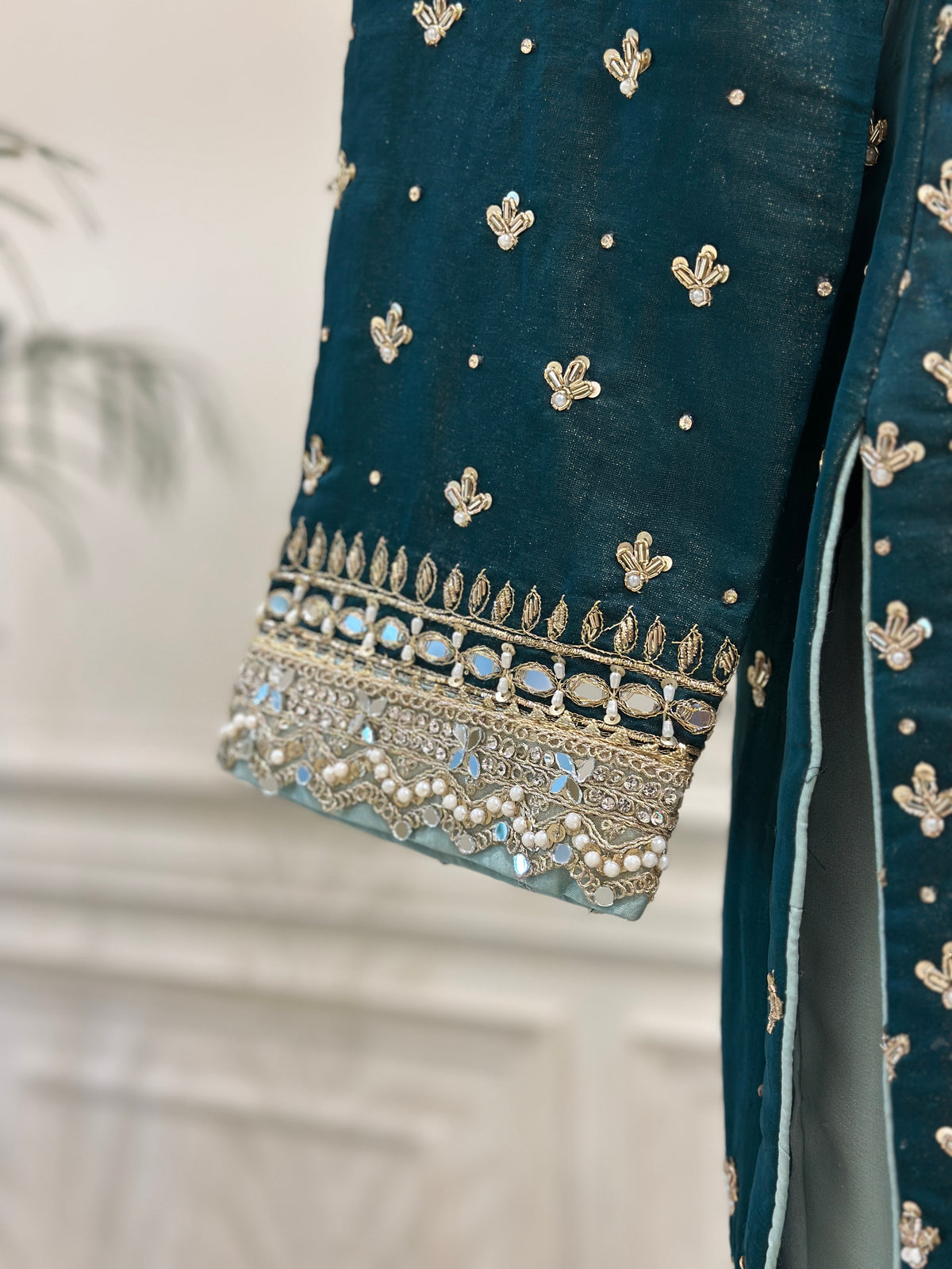 Royal Mirrorwork Silk Gharara Set