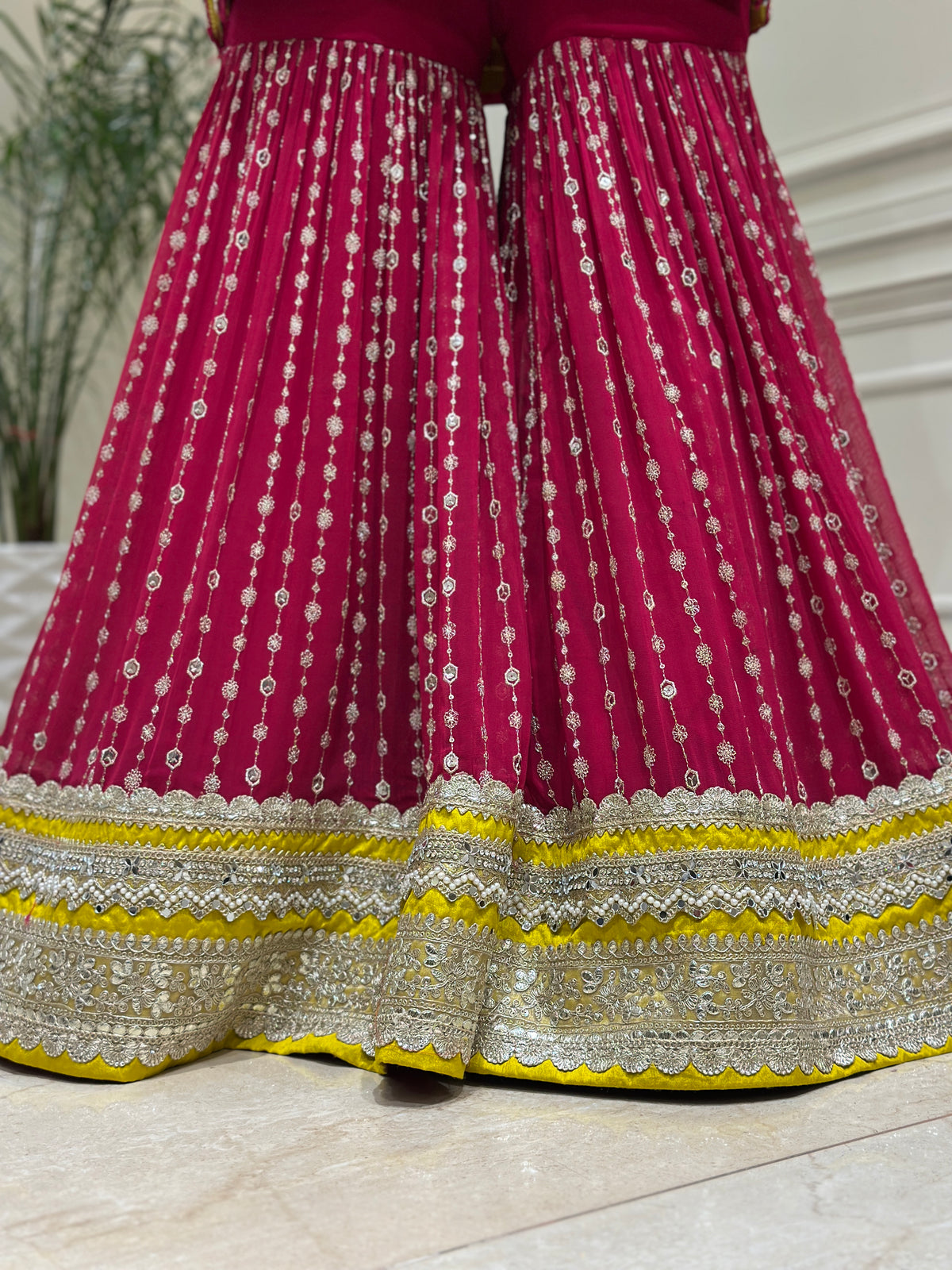 Royal Mirrorwork Silk Gharara Set