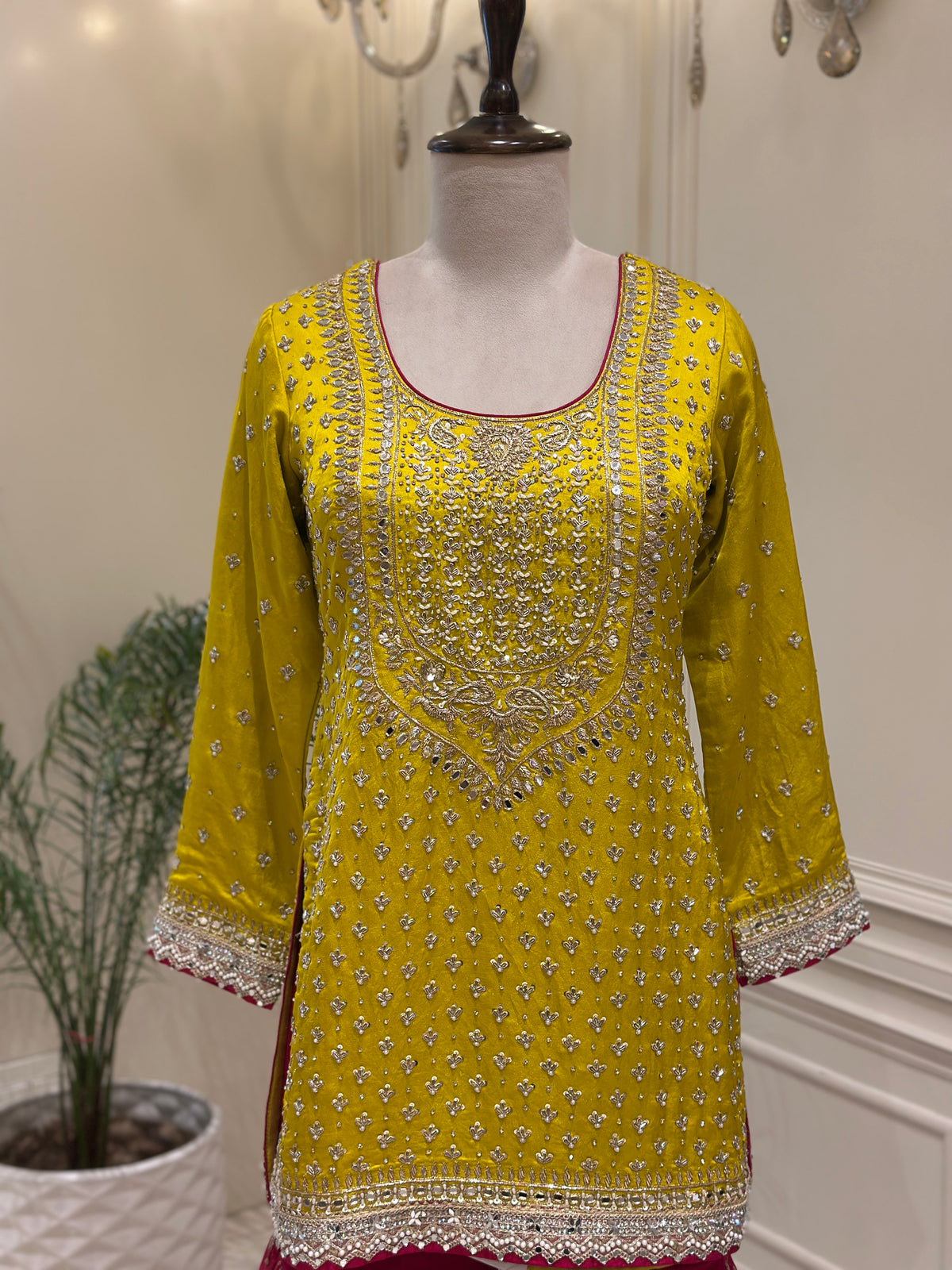 Royal Mirrorwork Silk Gharara Set