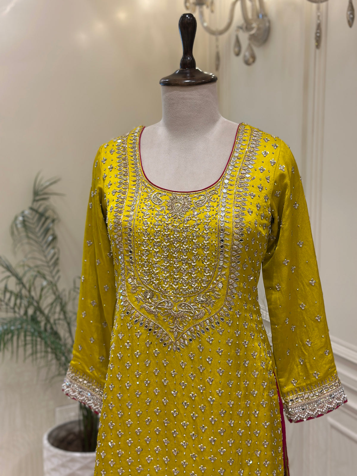 Royal Mirrorwork Silk Gharara Set