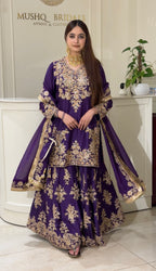 Heavy Zari & Sequins Embroidered Sharara Set