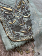 Sage Mint Embroidered Ensemble with Handcrafted Metallic Work