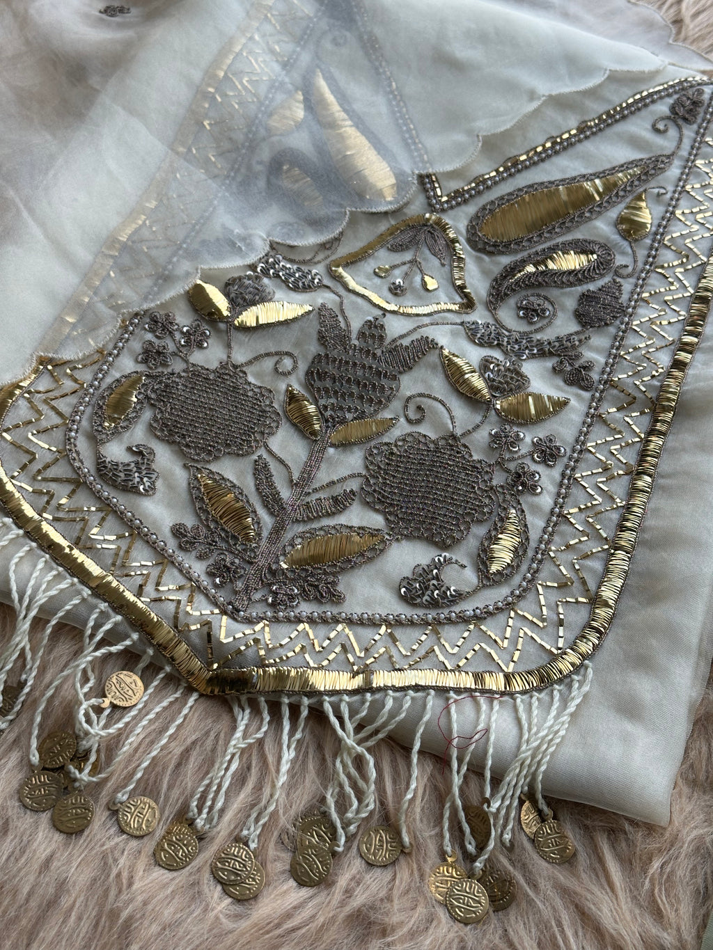 Sage Mint Embroidered Ensemble with Handcrafted Metallic Work