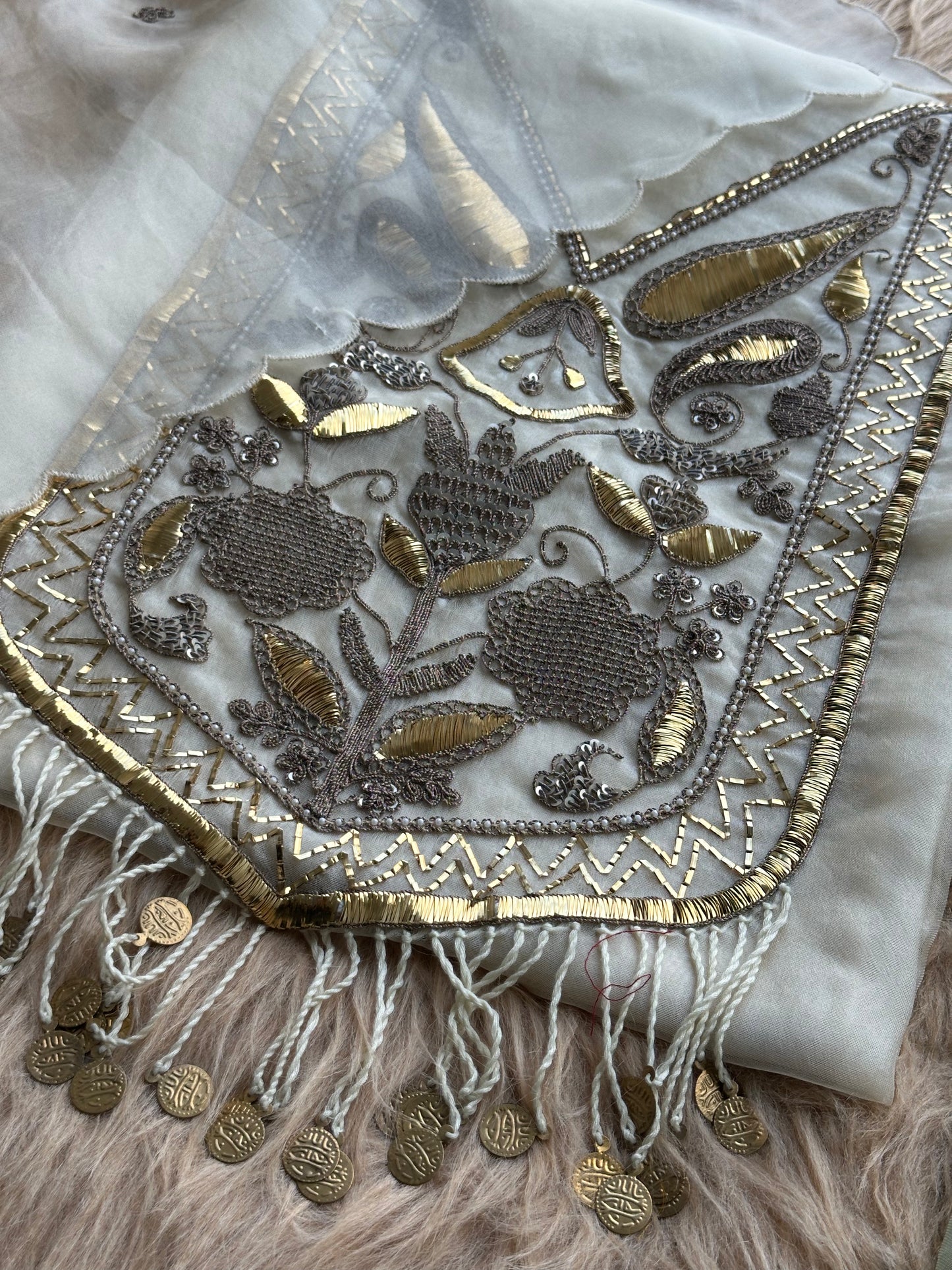 Sage Mint Embroidered Ensemble with Handcrafted Metallic Work