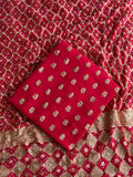 Luxury Banarasi Khaddi Georgette Suit with Heavy Embellished Dupatta & Crepe Bottom
