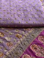 Lavender Khaddi Georgette Banarasi Suit with Zari Weaving & Hand Embellished Dupatta