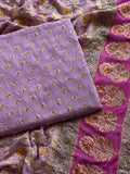 Lavender Khaddi Georgette Banarasi Suit with Zari Weaving & Hand Embellished Dupatta