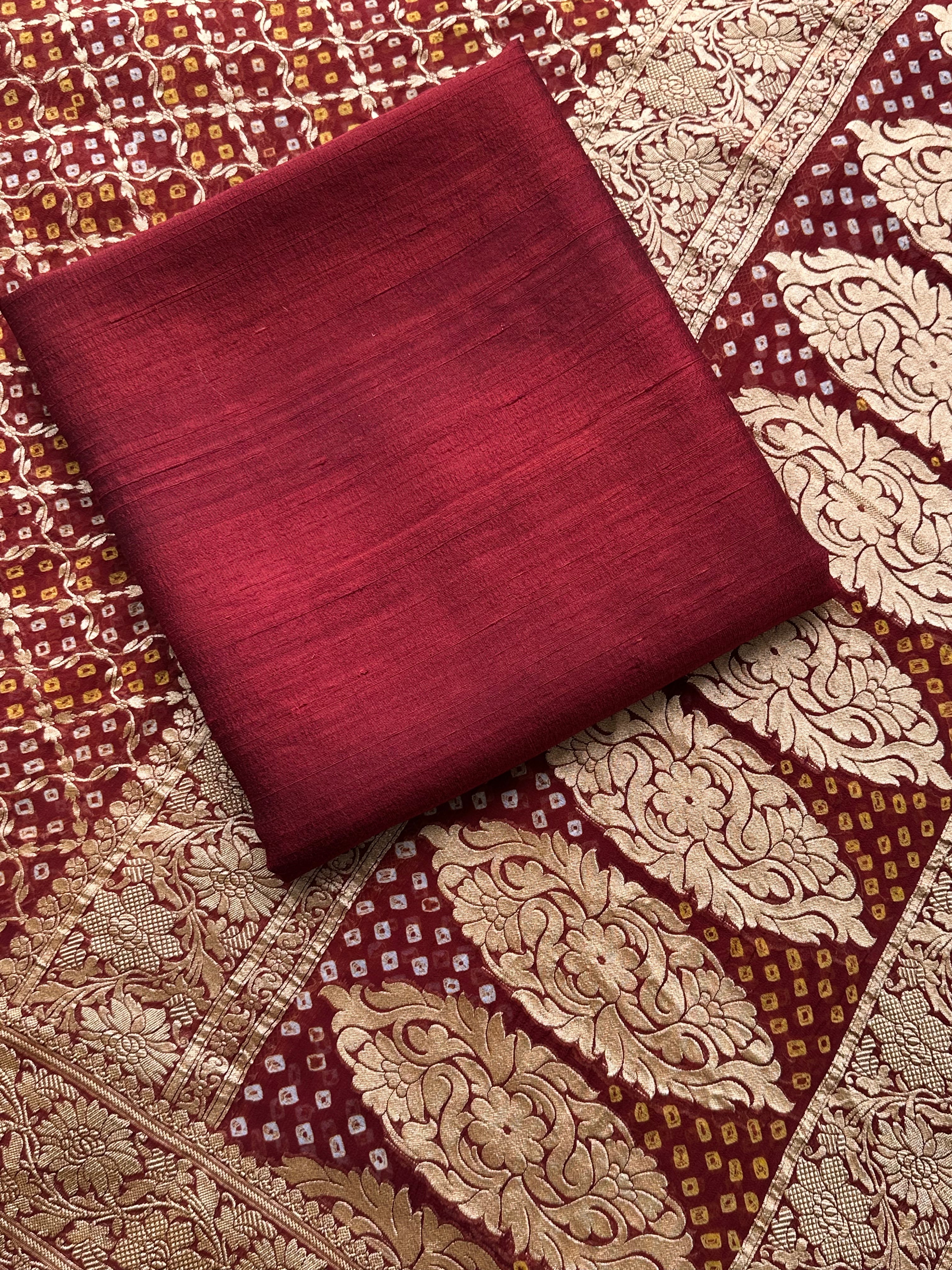 Wedding Wear Maroon Banarasi Suit with Rich Gold Zari Detailing