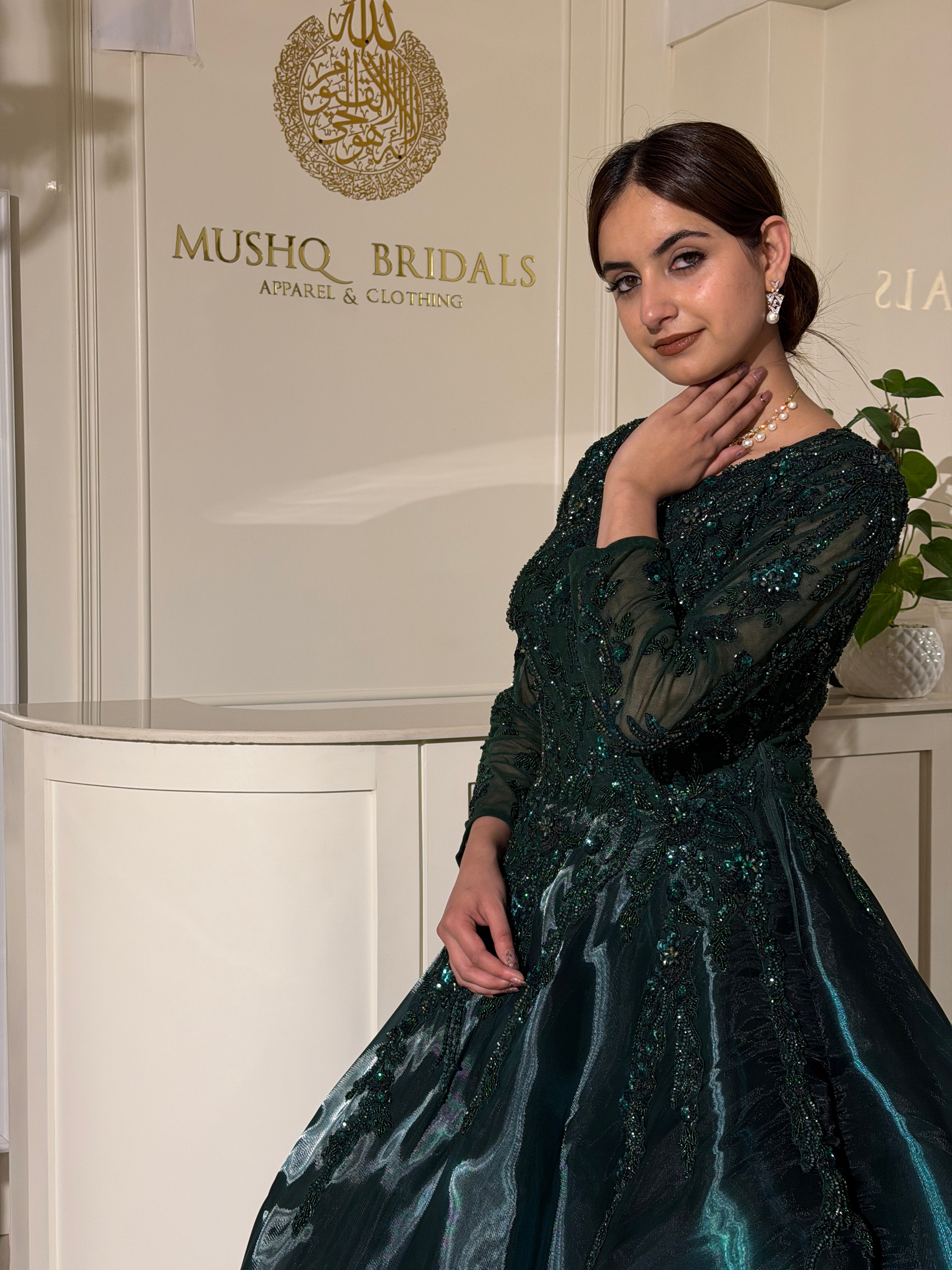 Emerald Noir Couture Ball Gown