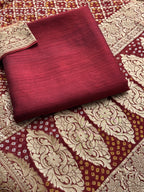 Wedding Wear Maroon Banarasi Suit with Rich Gold Zari Detailing