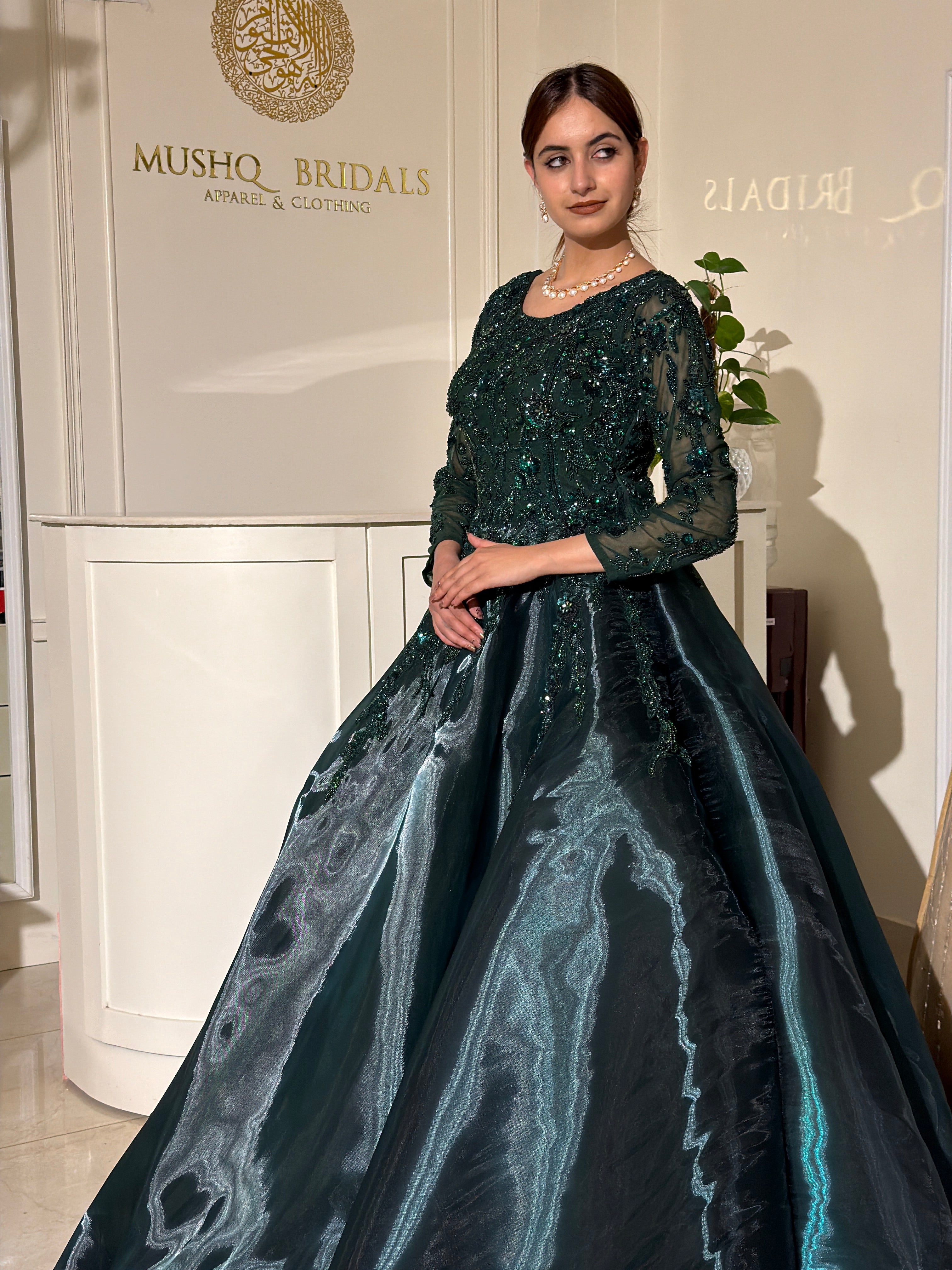 Emerald Noir Couture Ball Gown