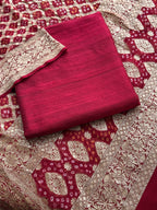 Wedding Wear Maroon Banarasi Suit with Rich Gold Zari Detailing