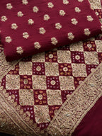 Wedding Wear Maroon Ethnic Suit with Gold Zari Detailing