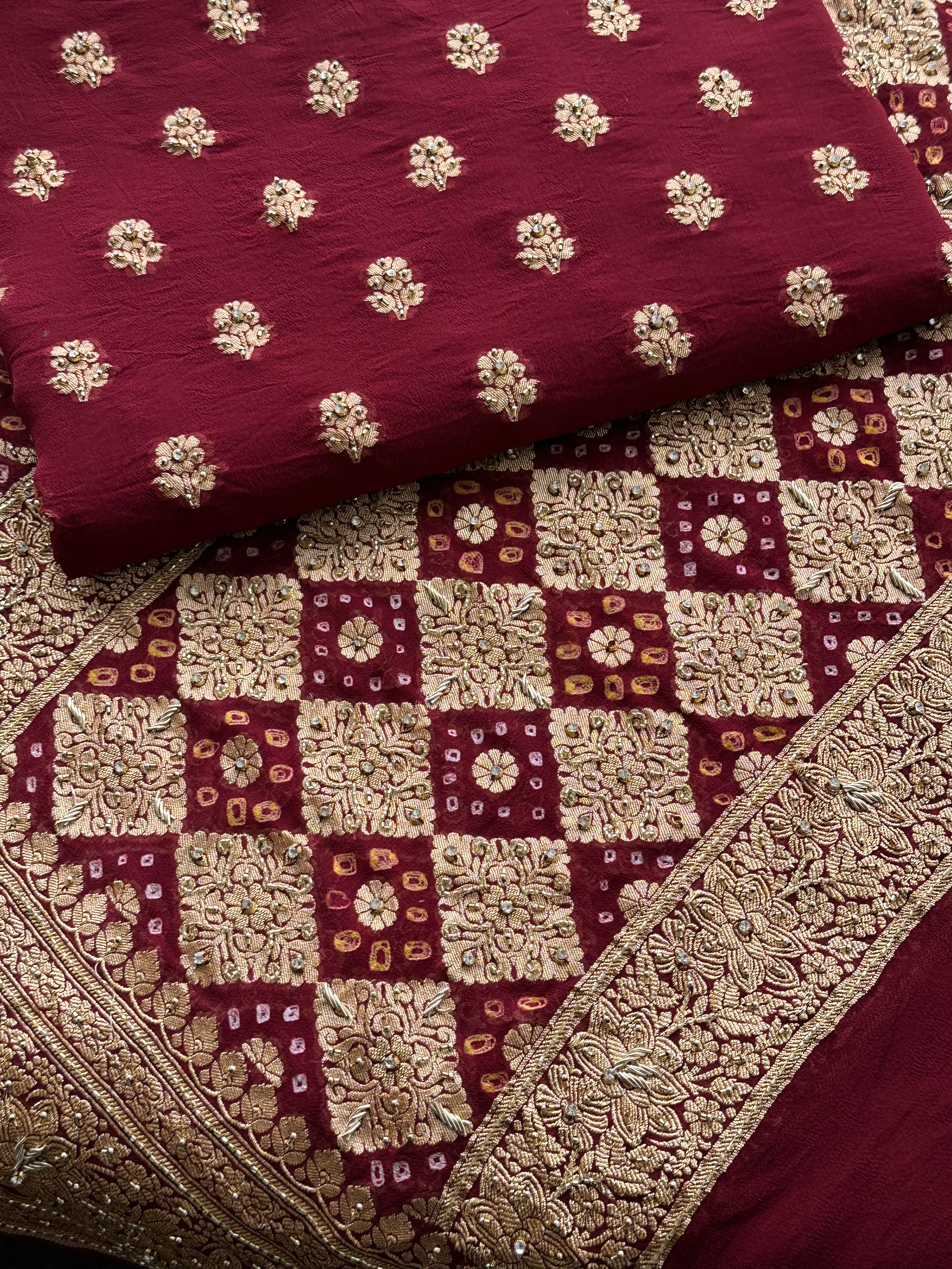Wedding Wear Maroon Ethnic Suit with Gold Zari Detailing