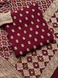 Wedding Wear Maroon Ethnic Suit with Gold Zari Detailing