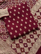 Wedding Wear Maroon Ethnic Suit with Gold Zari Detailing