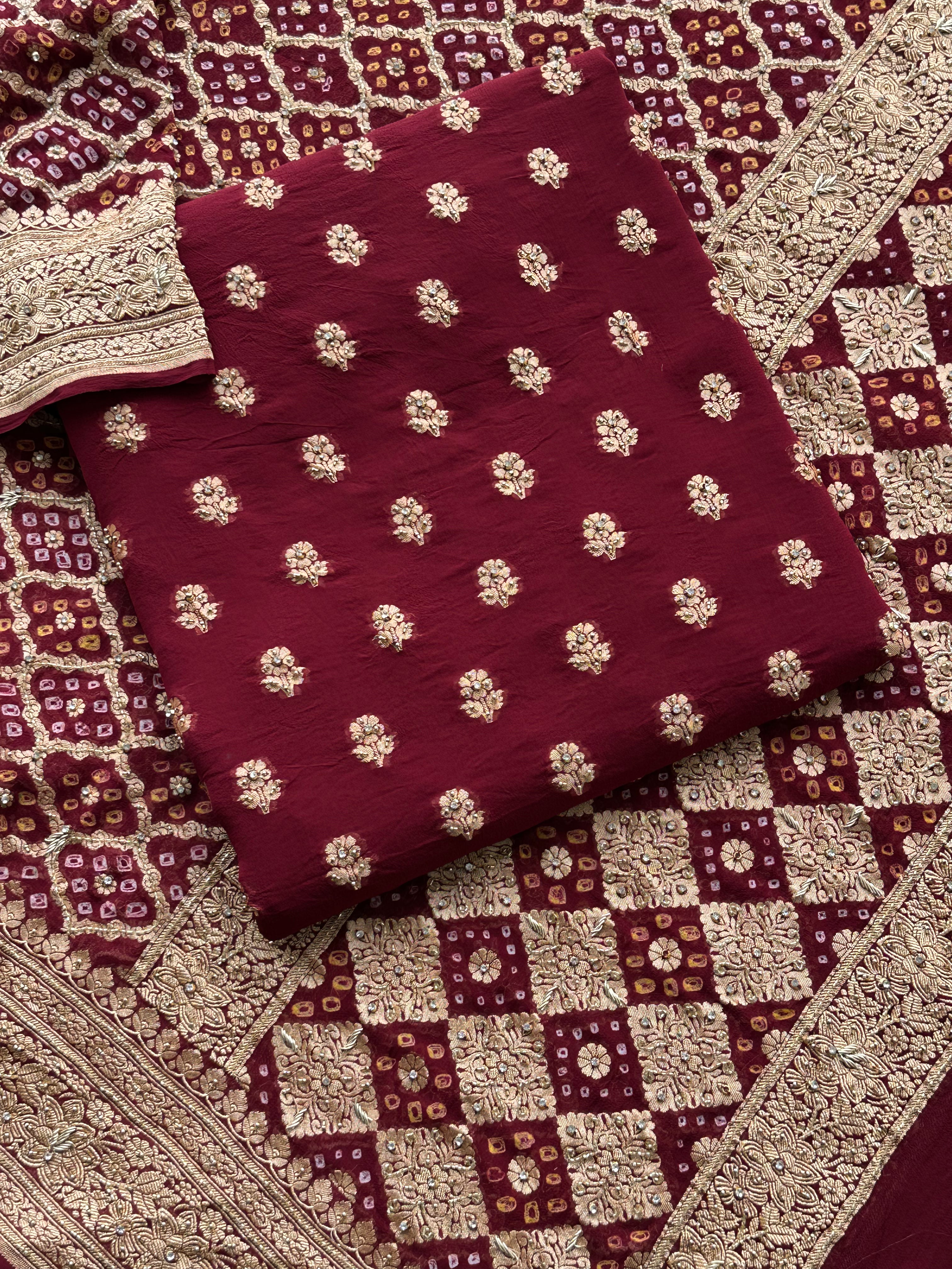 Wedding Wear Maroon Ethnic Suit with Gold Zari Detailing