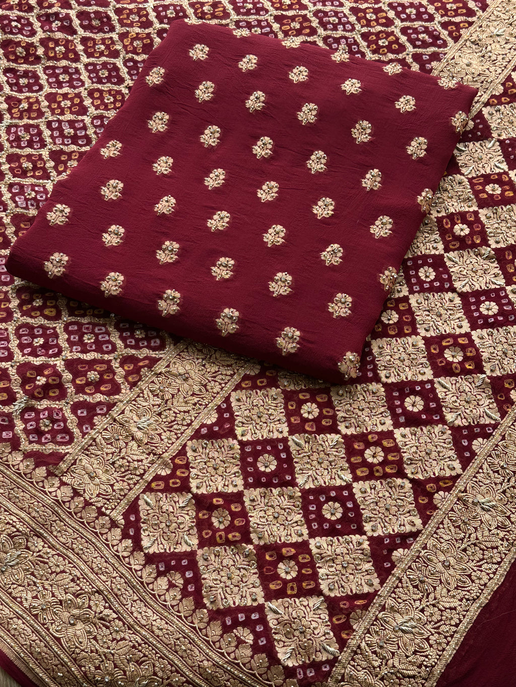 Wedding Wear Maroon Ethnic Suit with Gold Zari Detailing