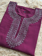 Classic Embroidered Suit with Statement Neck Design