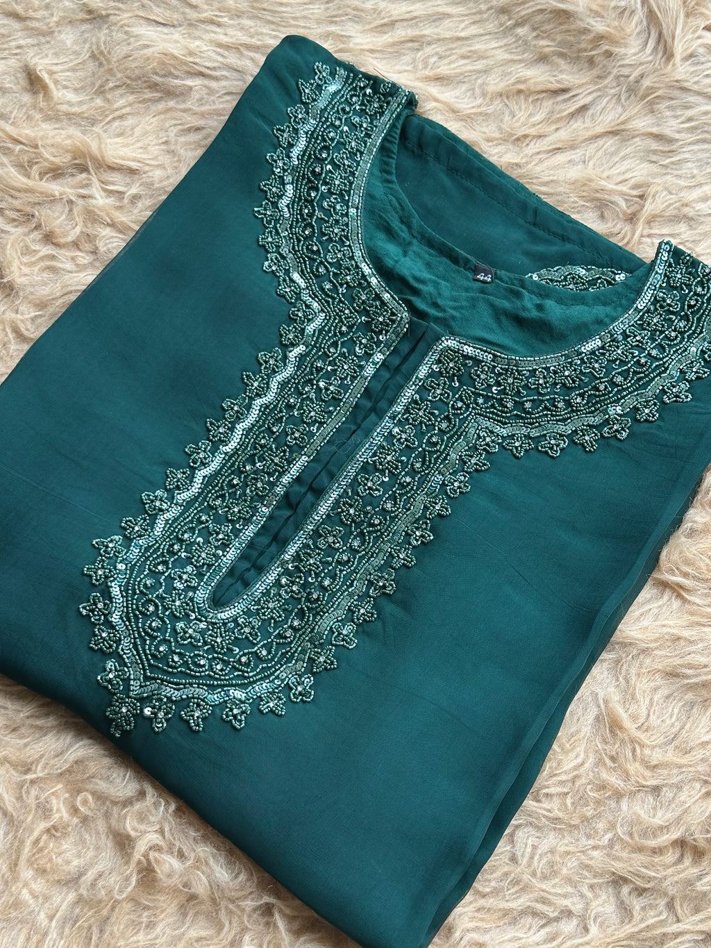 Classic Embroidered Suit with Statement Neck Design