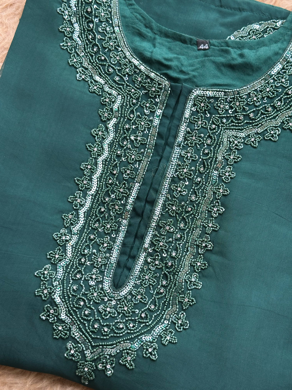 Classic Embroidered Suit with Statement Neck Design