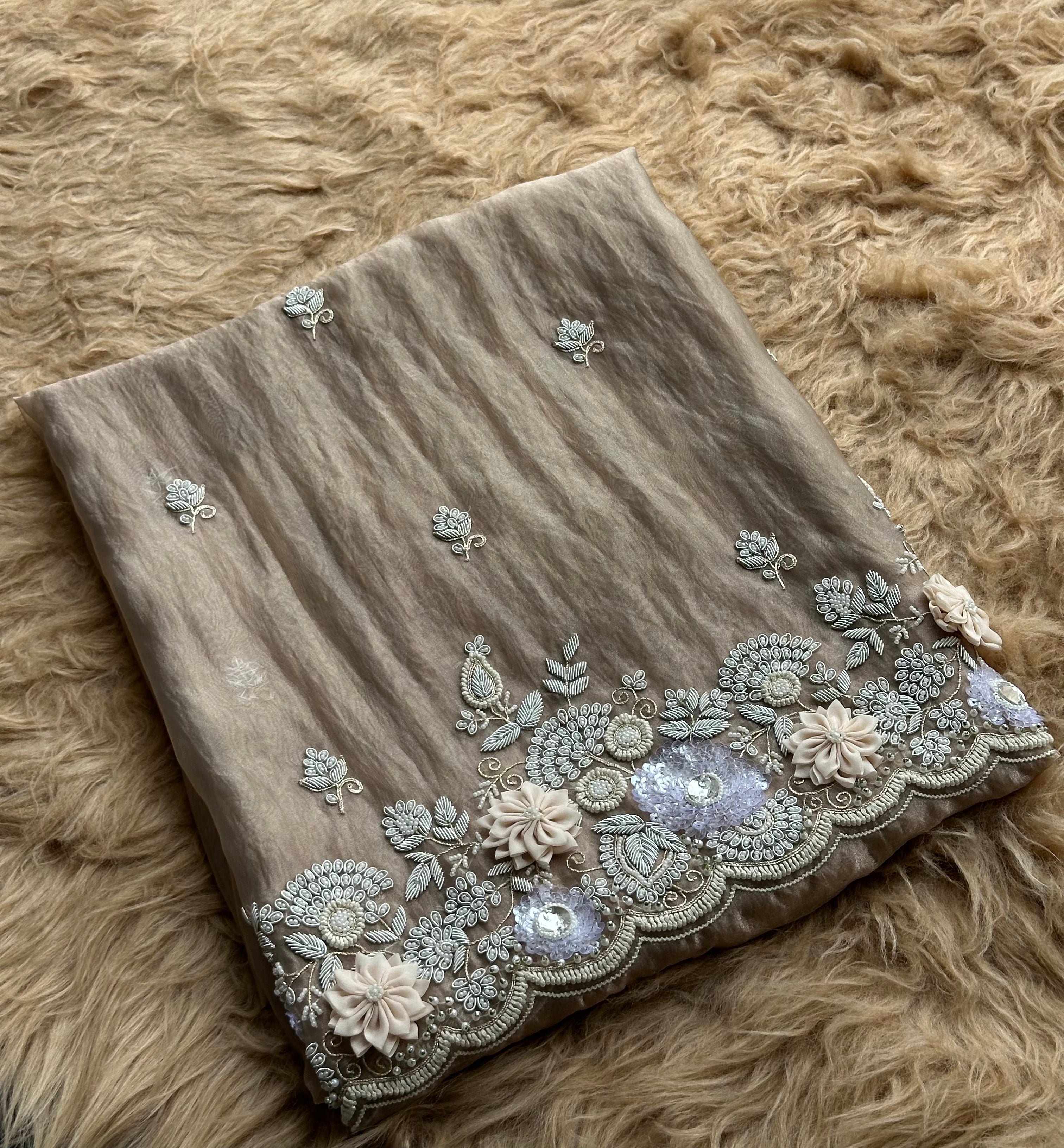 Ivory Blossom Hand-Embroidered Organza Suit Set
