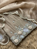 Ivory Blossom Hand-Embroidered Organza Suit Set