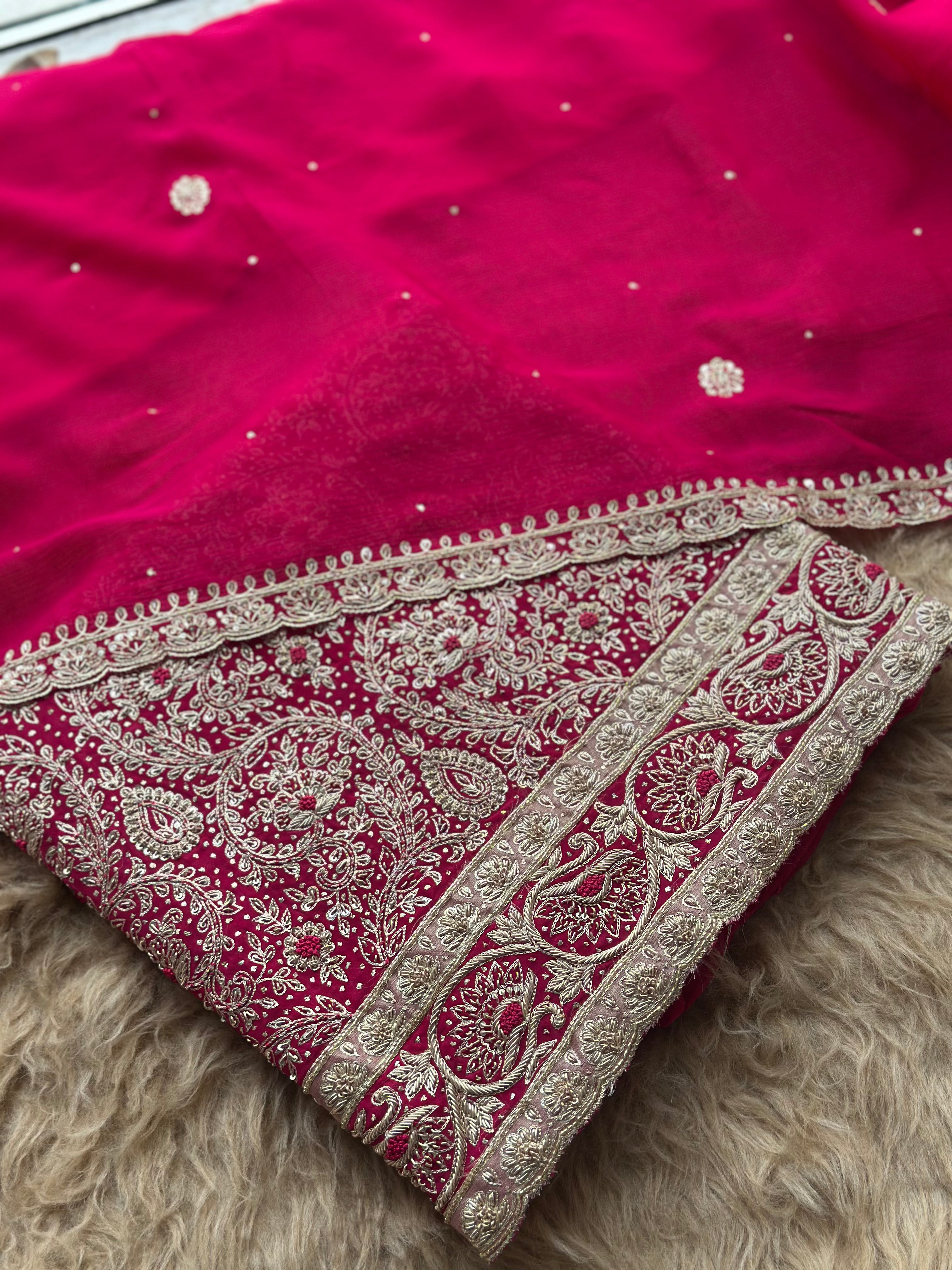 Ruby Regal Dabka Embroidered Festive Suit Set