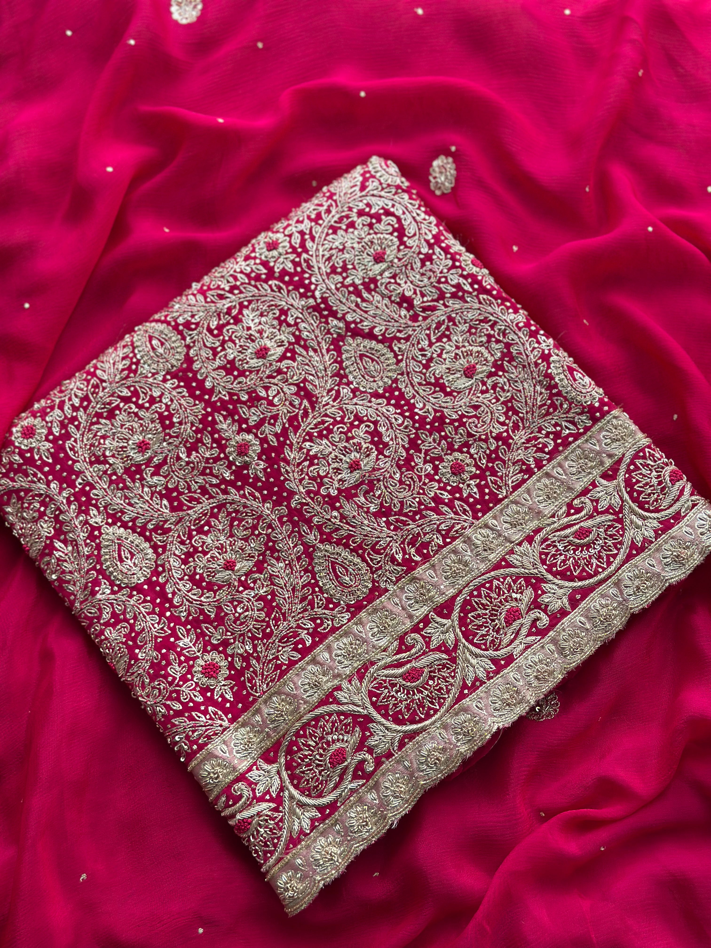 Ruby Regal Dabka Embroidered Festive Suit Set