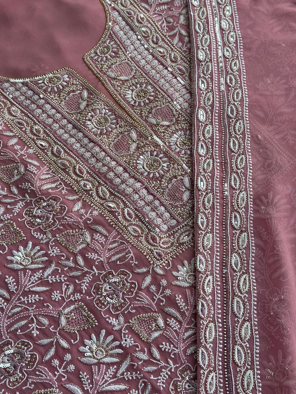 Blush Rose Hand-Embroidered Festive Suit Set