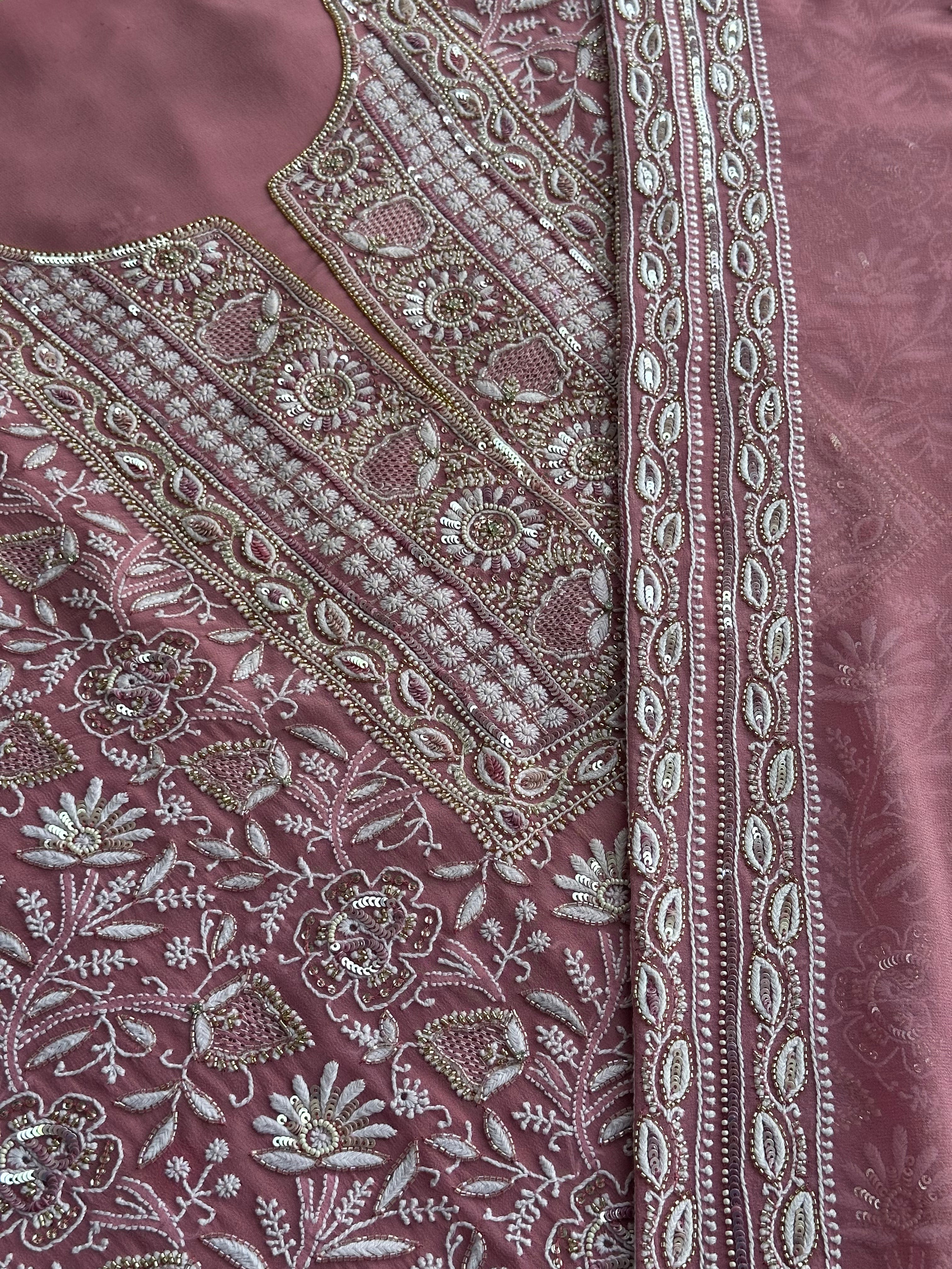 Blush Rose Hand-Embroidered Festive Suit Set