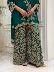 Hand-Embellished Chinnon Sharara Set