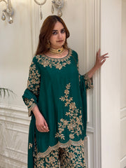 Hand-Embellished Chinnon Sharara Set