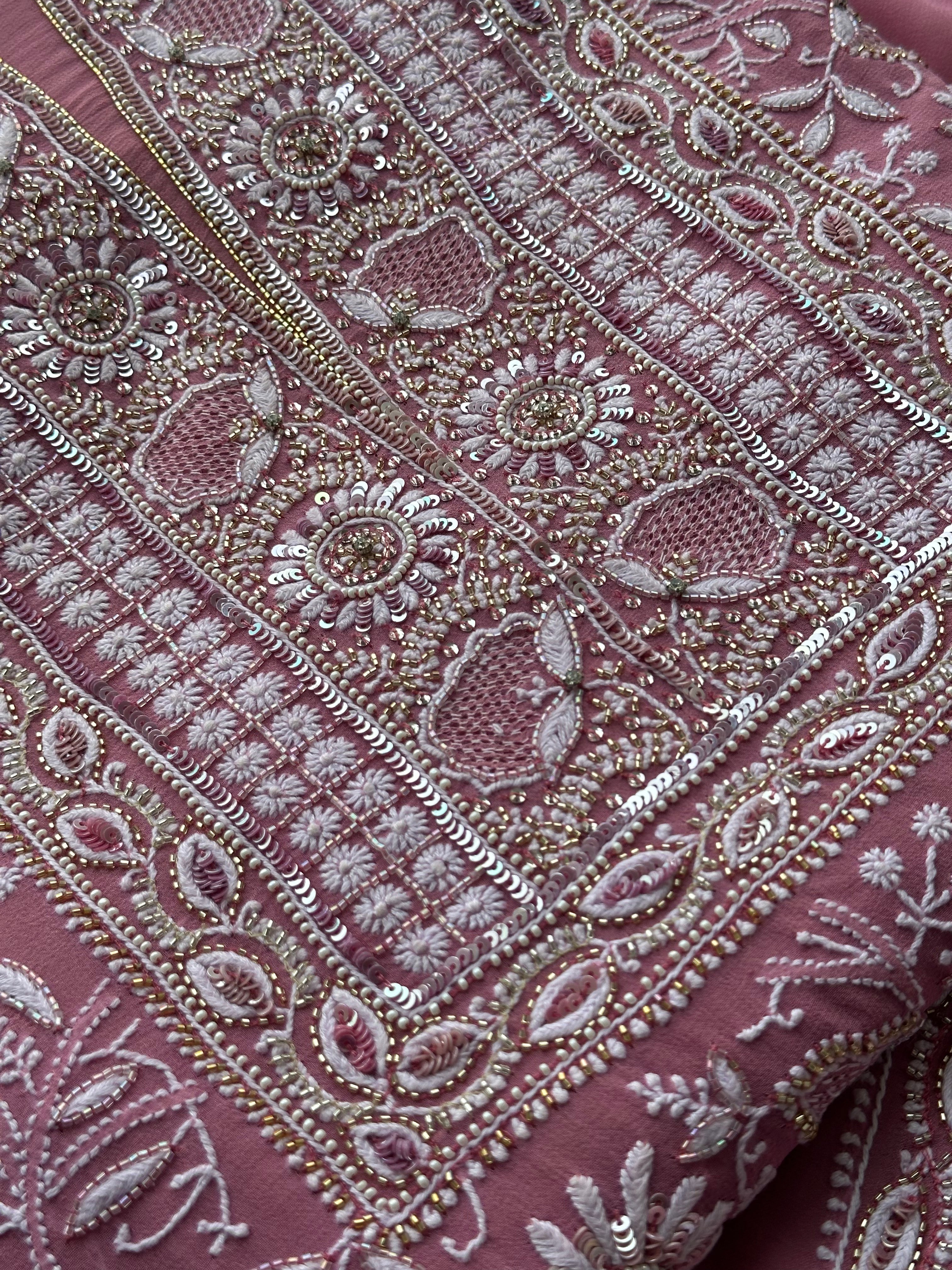 Blush Rose Hand-Embroidered Festive Suit Set