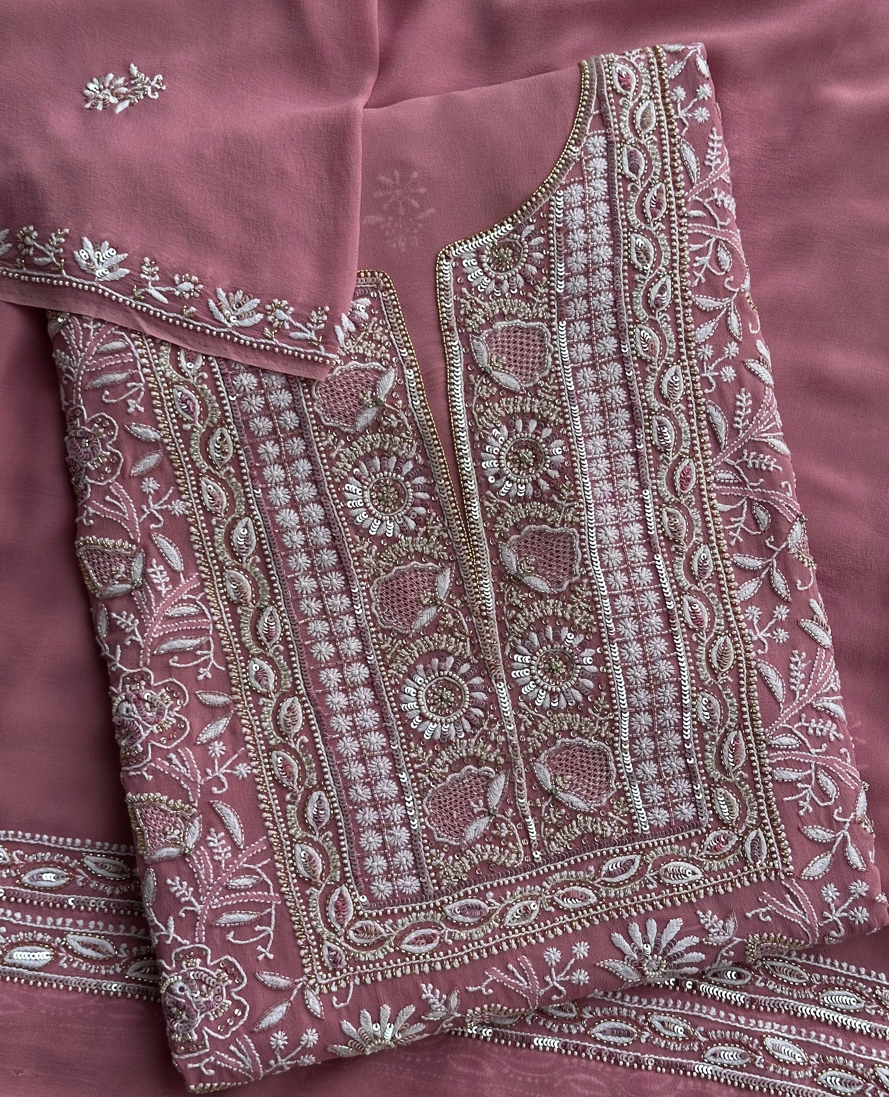 Blush Rose Hand-Embroidered Festive Suit Set