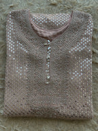 Champagne Blush Mirror & Bead Embroidered Festive Suit Set