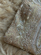 Zari & Pearl Hand Embroidered Festive Suit with Intricate Neckline Detailing