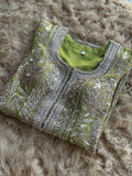 Zari & Pearl Hand Embroidered Festive Suit with Intricate Neckline Detailing