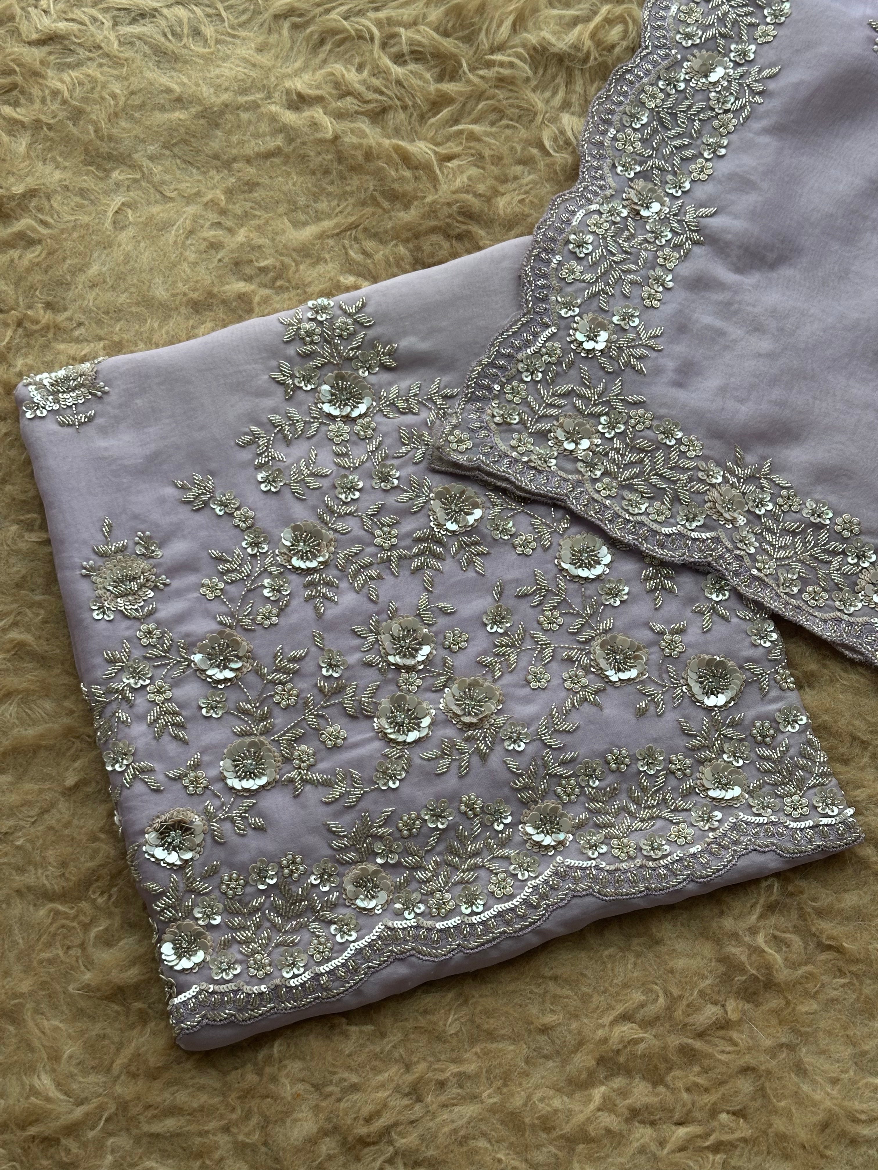 Celestial Bloom Embroidered Suit Set