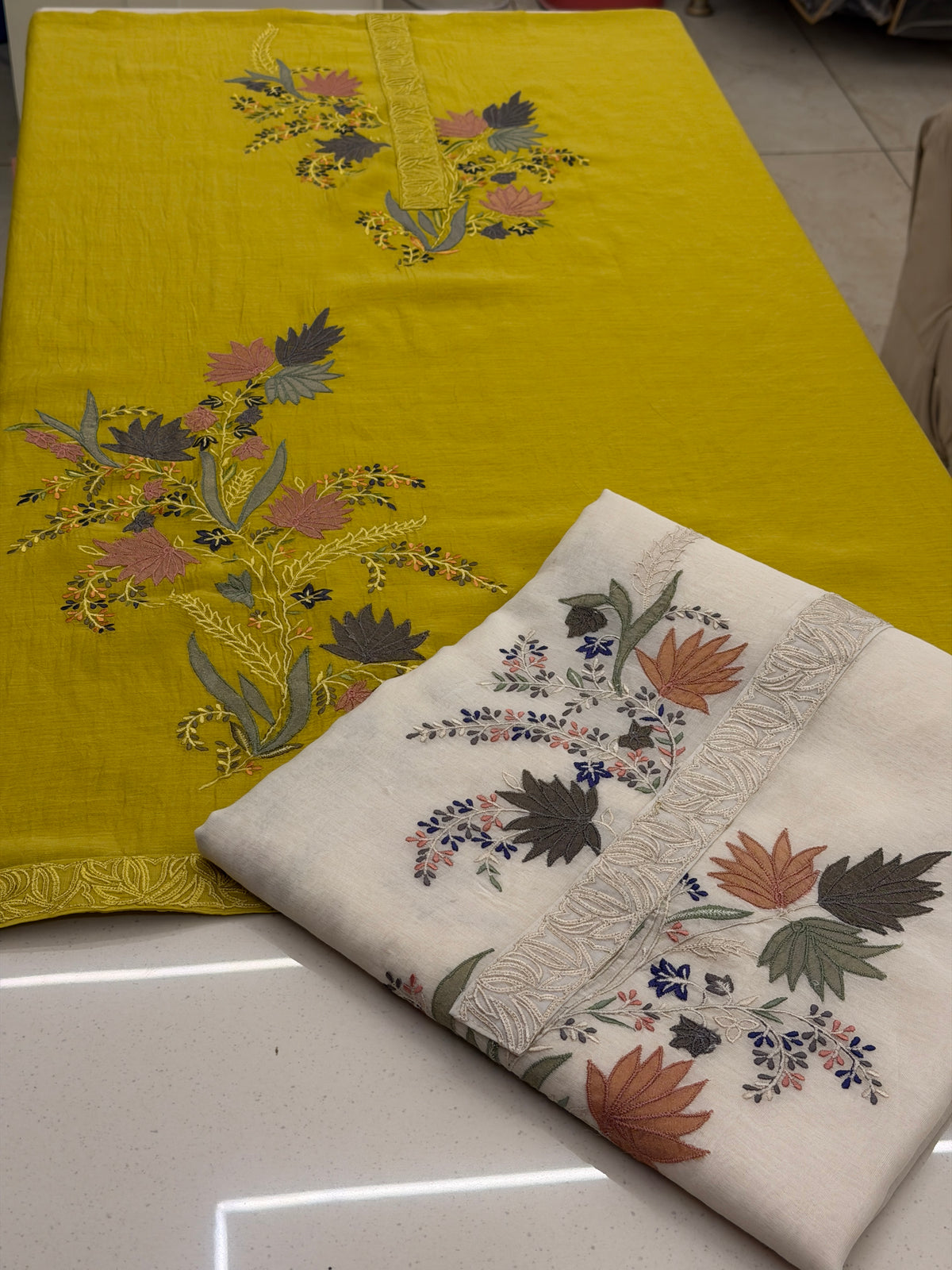 Pure Mull Appliqué Embroidered Suit Set