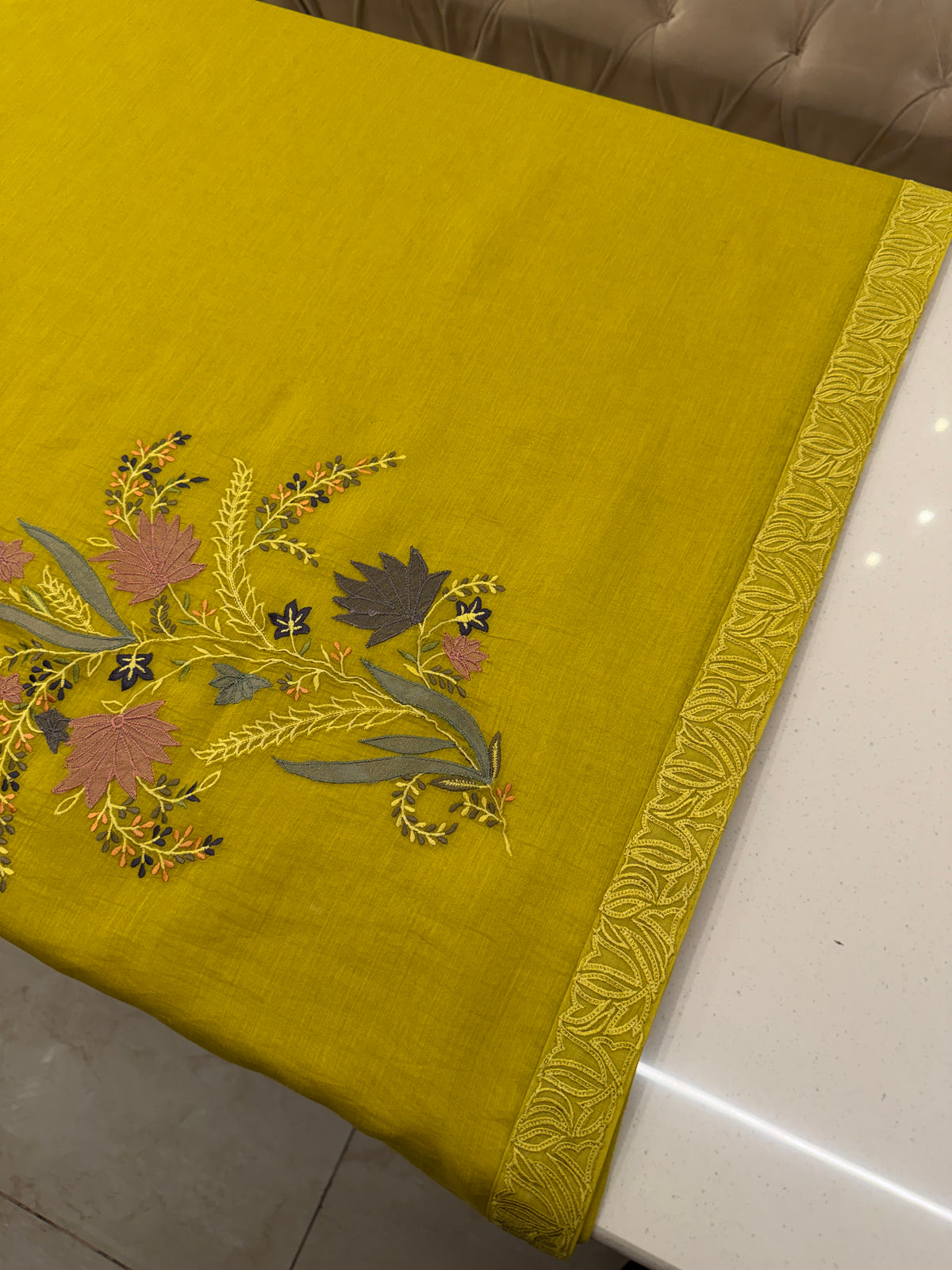 Pure Mull Appliqué Embroidered Suit Set